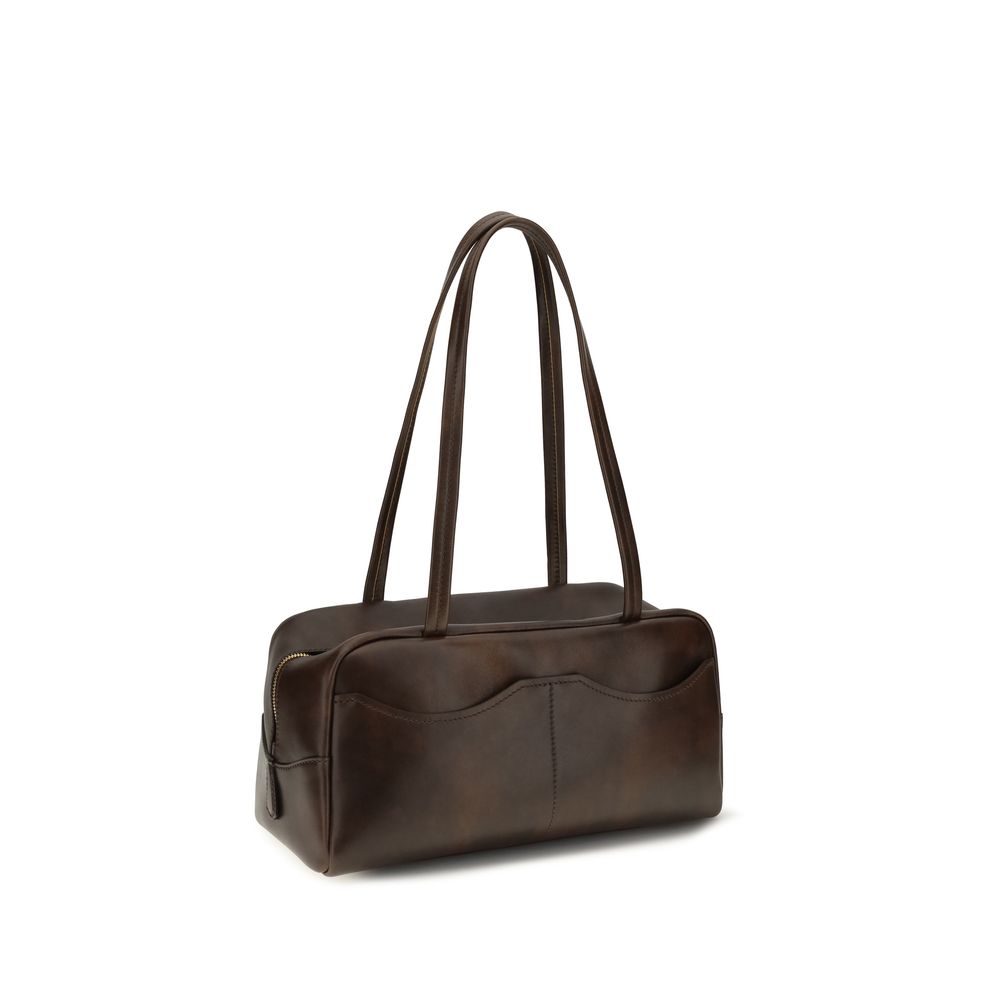Prada Braune Kalbsleder Bos Taurus Schultertasche