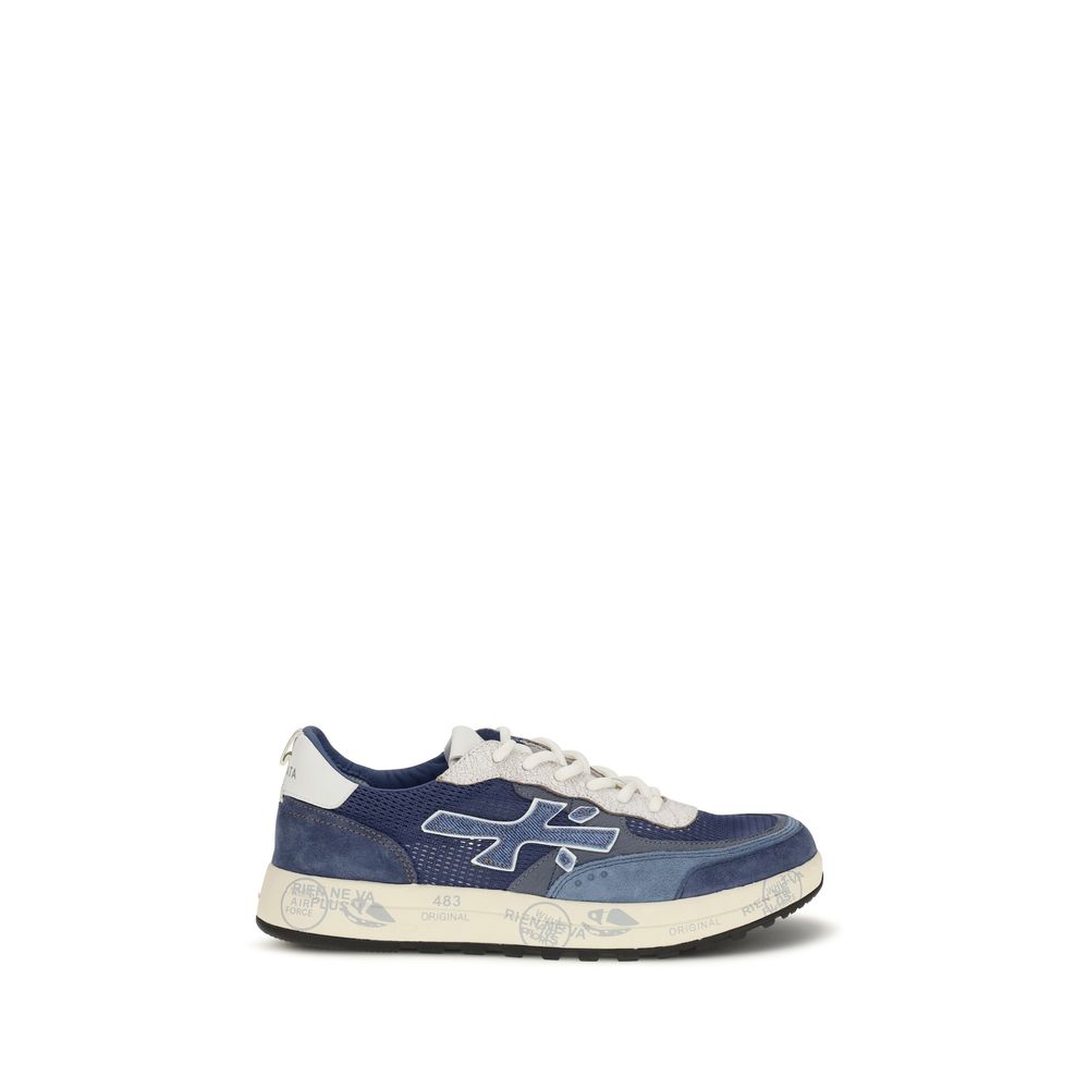 Premiata Sneakers aus blauem Kalbsleder Bos Taurus, Low-Top