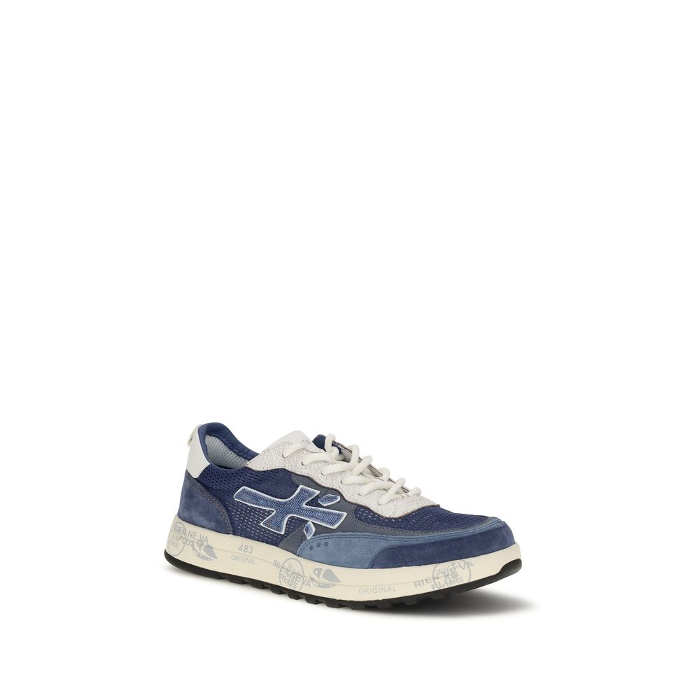 Premiata Sneakers aus blauem Kalbsleder Bos Taurus, Low-Top