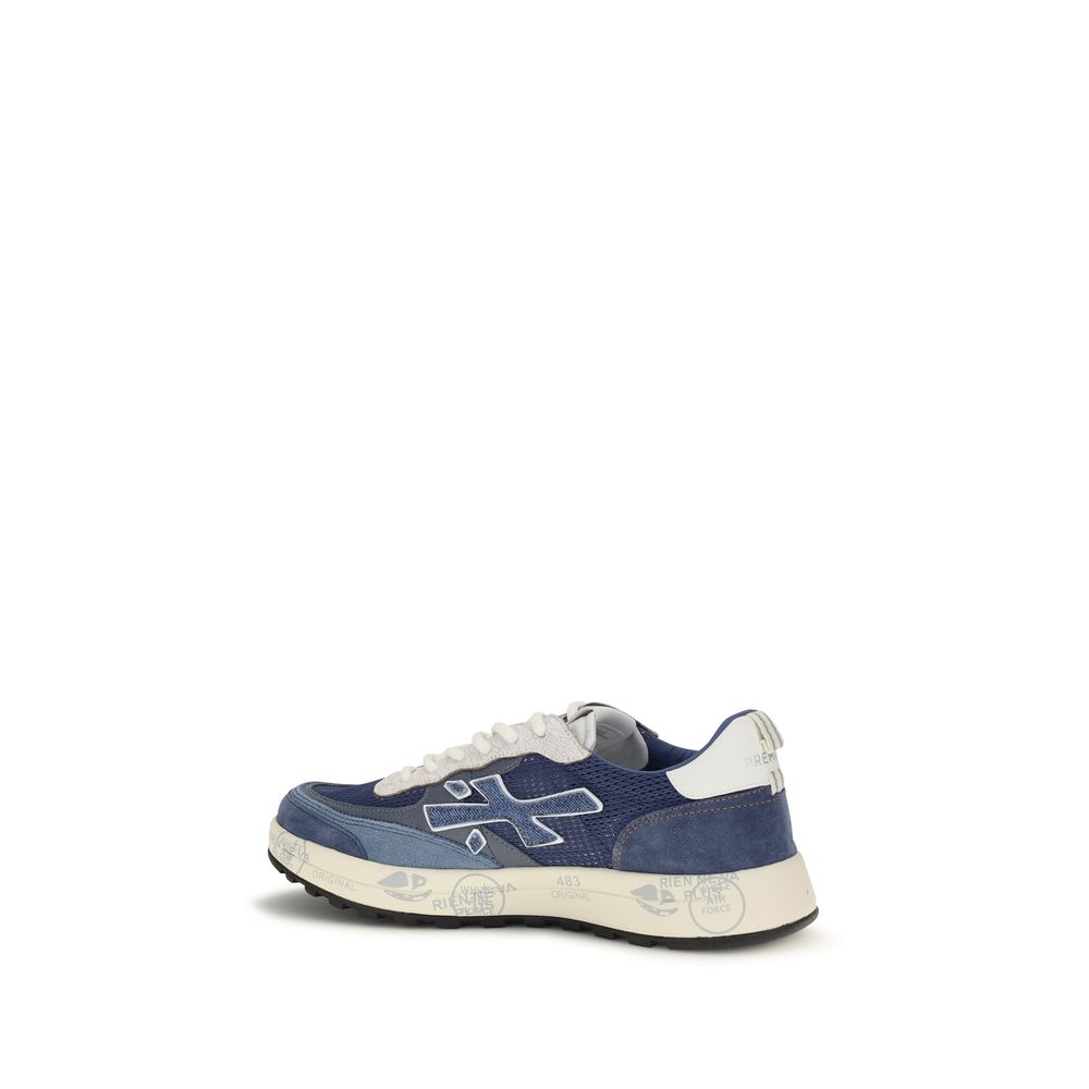 Premiata Sneakers aus blauem Kalbsleder Bos Taurus, Low-Top