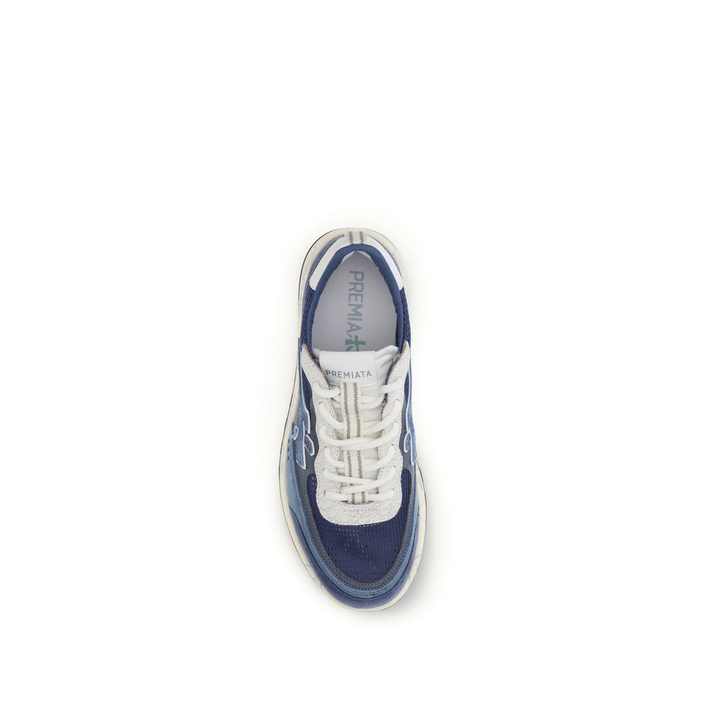Premiata Sneakers aus blauem Kalbsleder Bos Taurus, Low-Top
