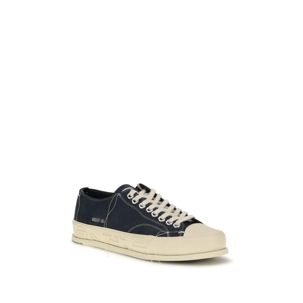Premiata Sneakers aus blauem Kalbsleder Bos Taurus, Low-Top