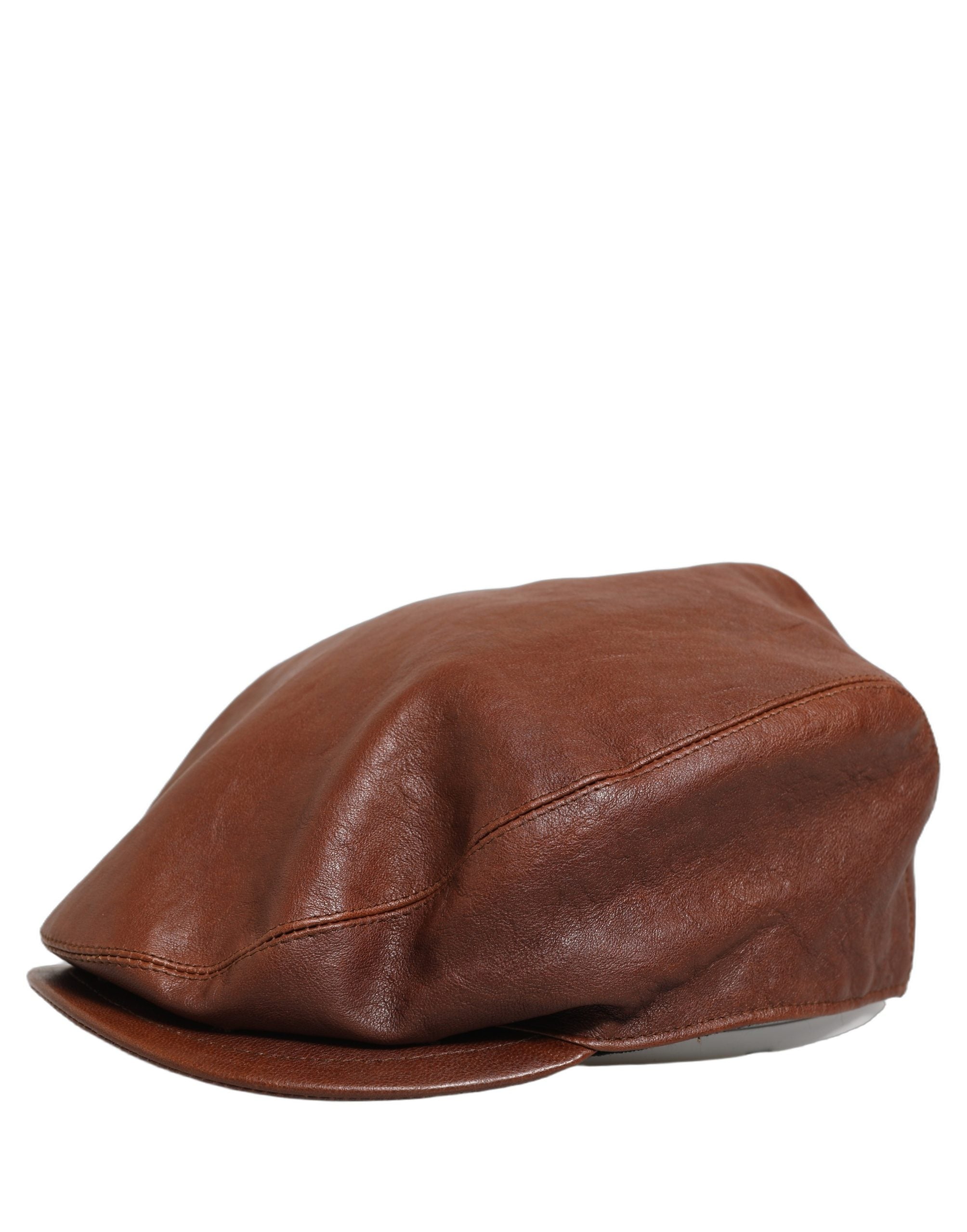 Dolce & Gabbana Herren-Schiebermütze aus braunem Lammleder