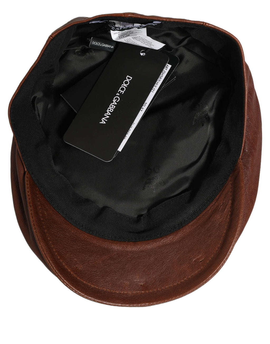 Dolce & Gabbana Herren-Schiebermütze aus braunem Lammleder