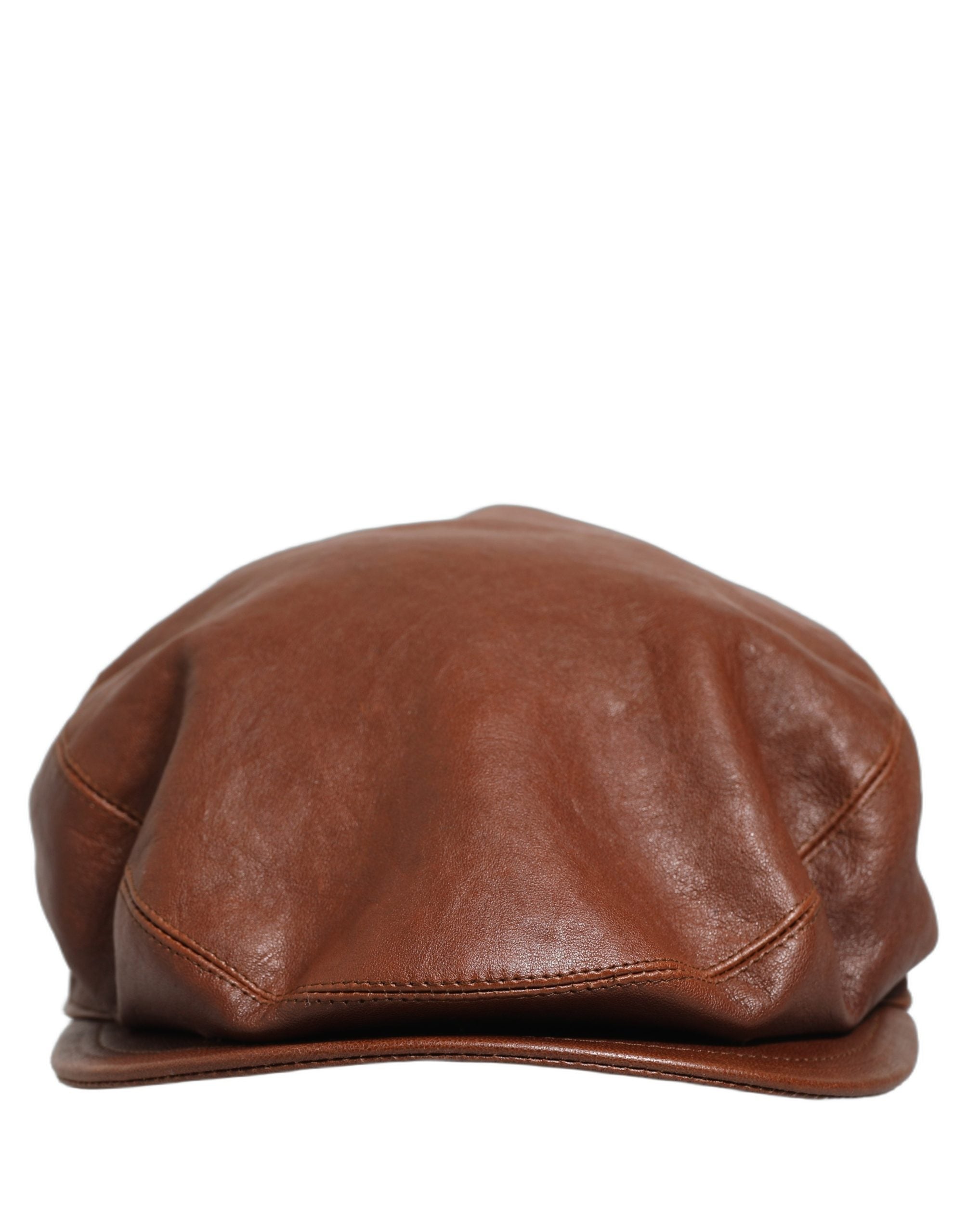 Dolce & Gabbana Herren-Schiebermütze aus braunem Lammleder