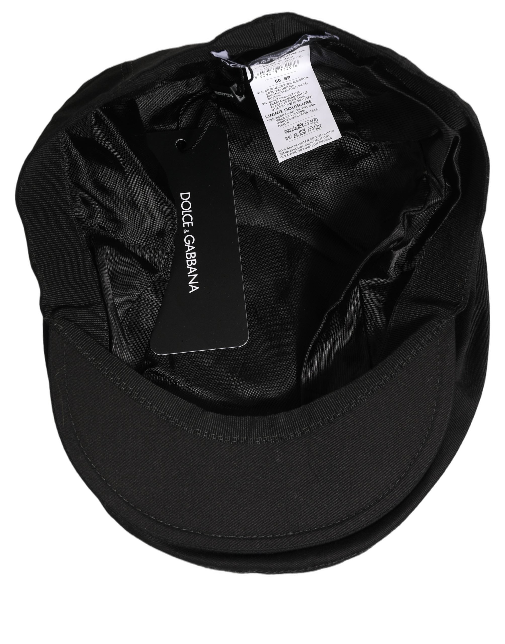 Dolce & Gabbana Herren Schwarze Baumwolle Stretch Schirmmütze Capello Hut