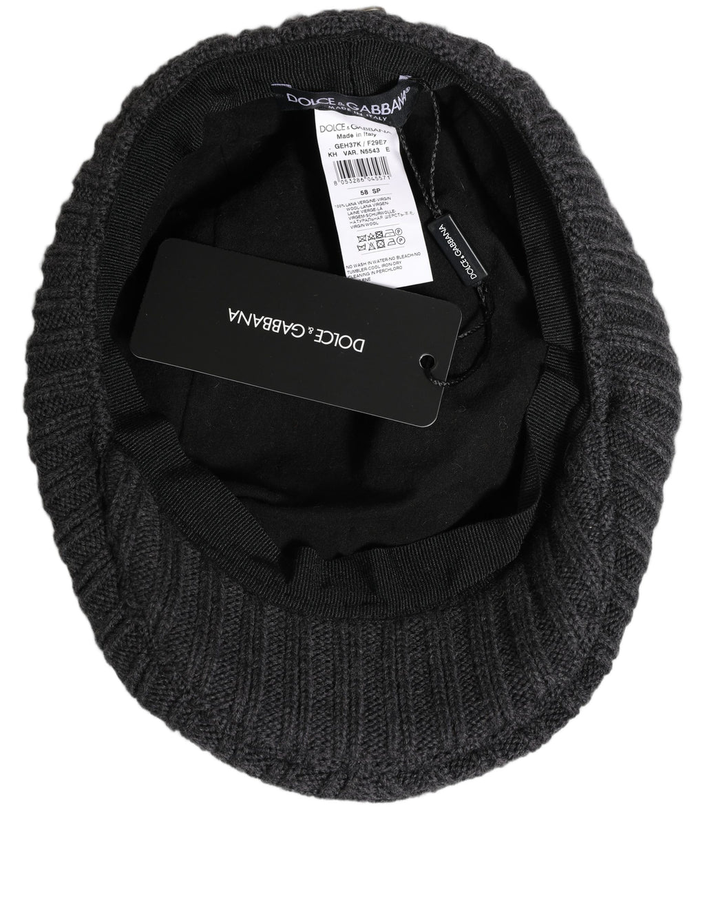 Dolce & Gabbana Herren Mütze aus dunkler Wolle im Newsboy-Stil