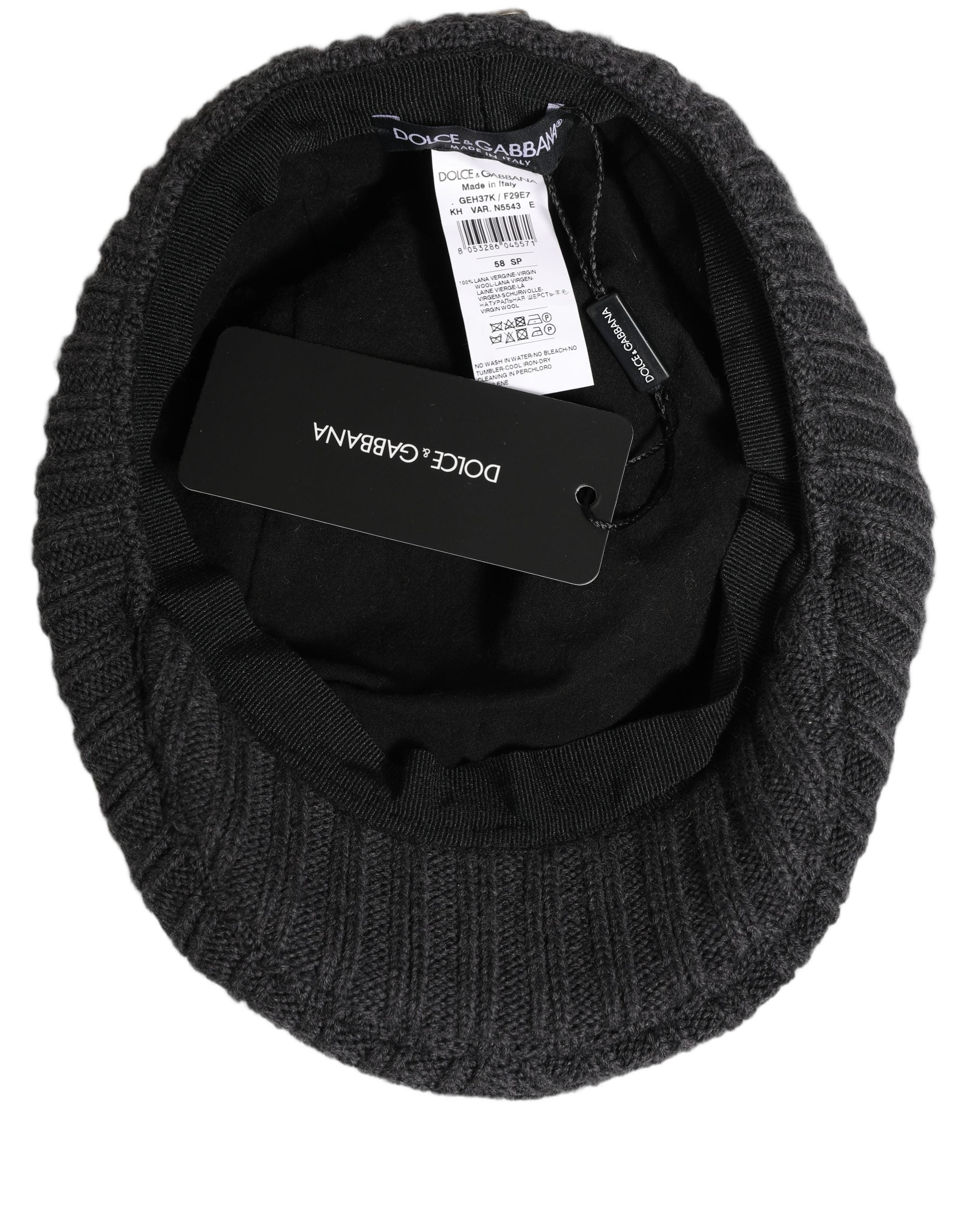 Dolce & Gabbana Herren Mütze aus dunkler Wolle im Newsboy-Stil