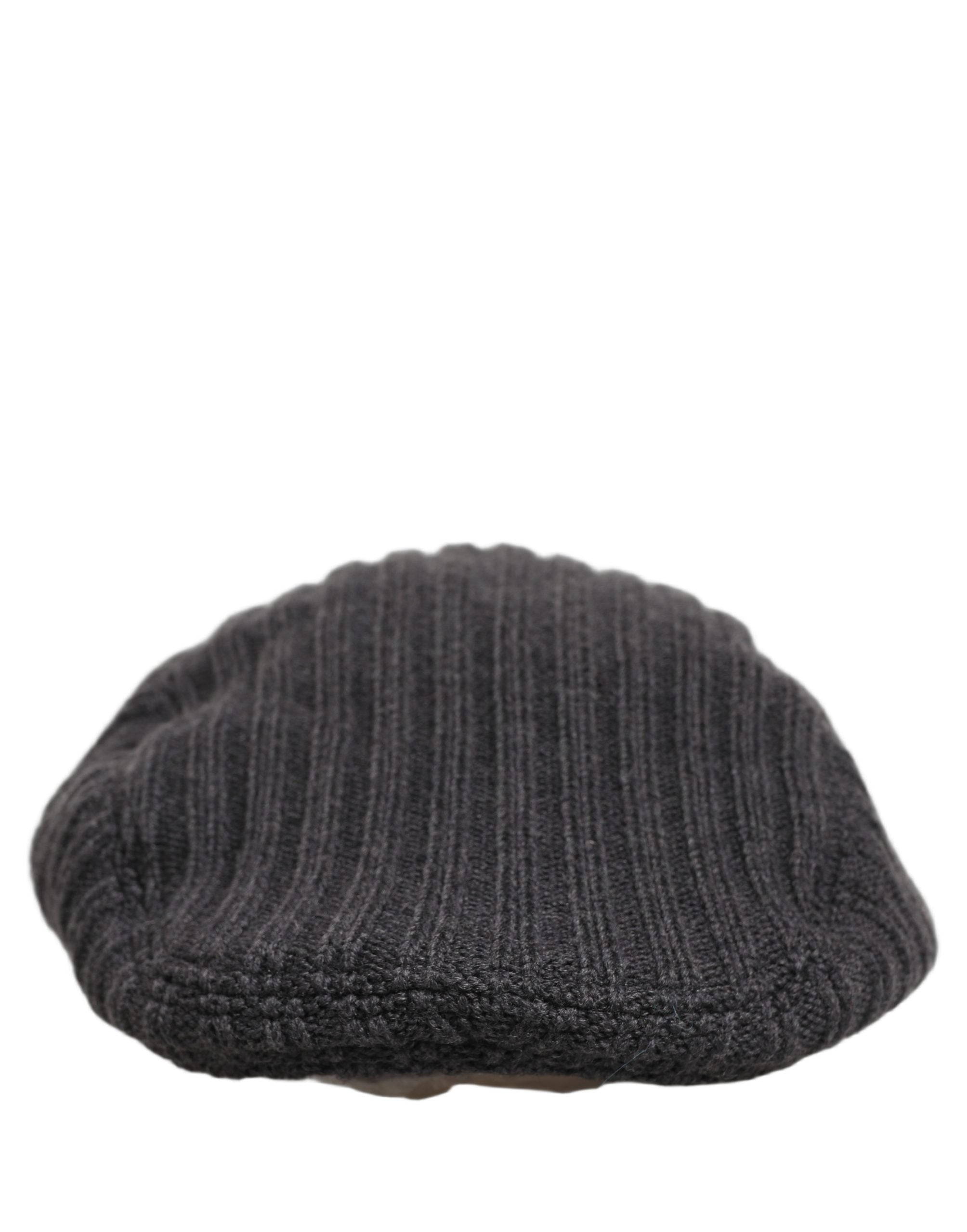 Dolce & Gabbana Herren Mütze aus dunkler Wolle im Newsboy-Stil