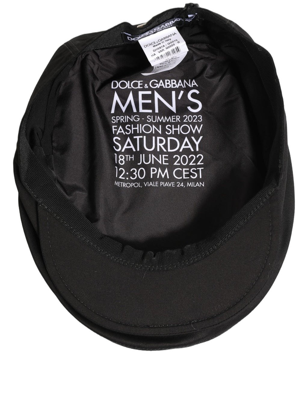 Dolce & Gabbana Herren Schwarze Baumwolle Stretch Newsboy Mütze Capello Hut