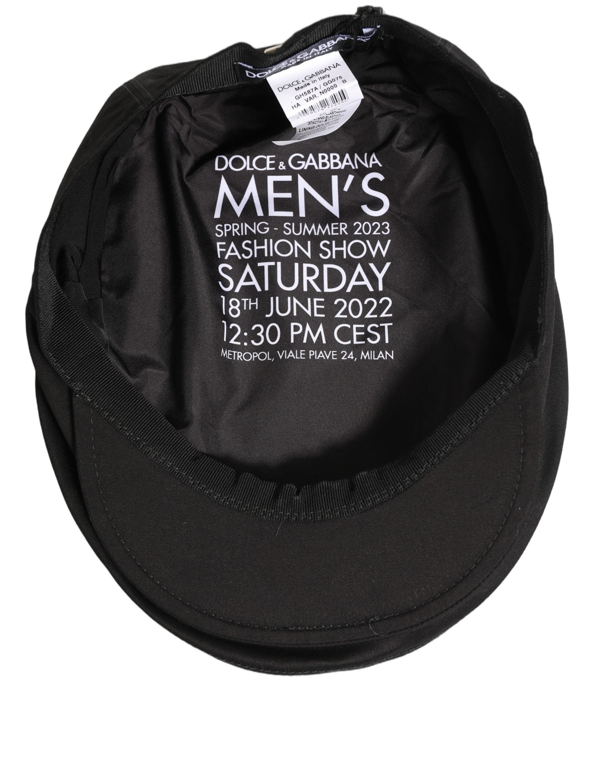 Dolce & Gabbana Herren Schwarze Baumwolle Stretch Newsboy Mütze Capello Hut