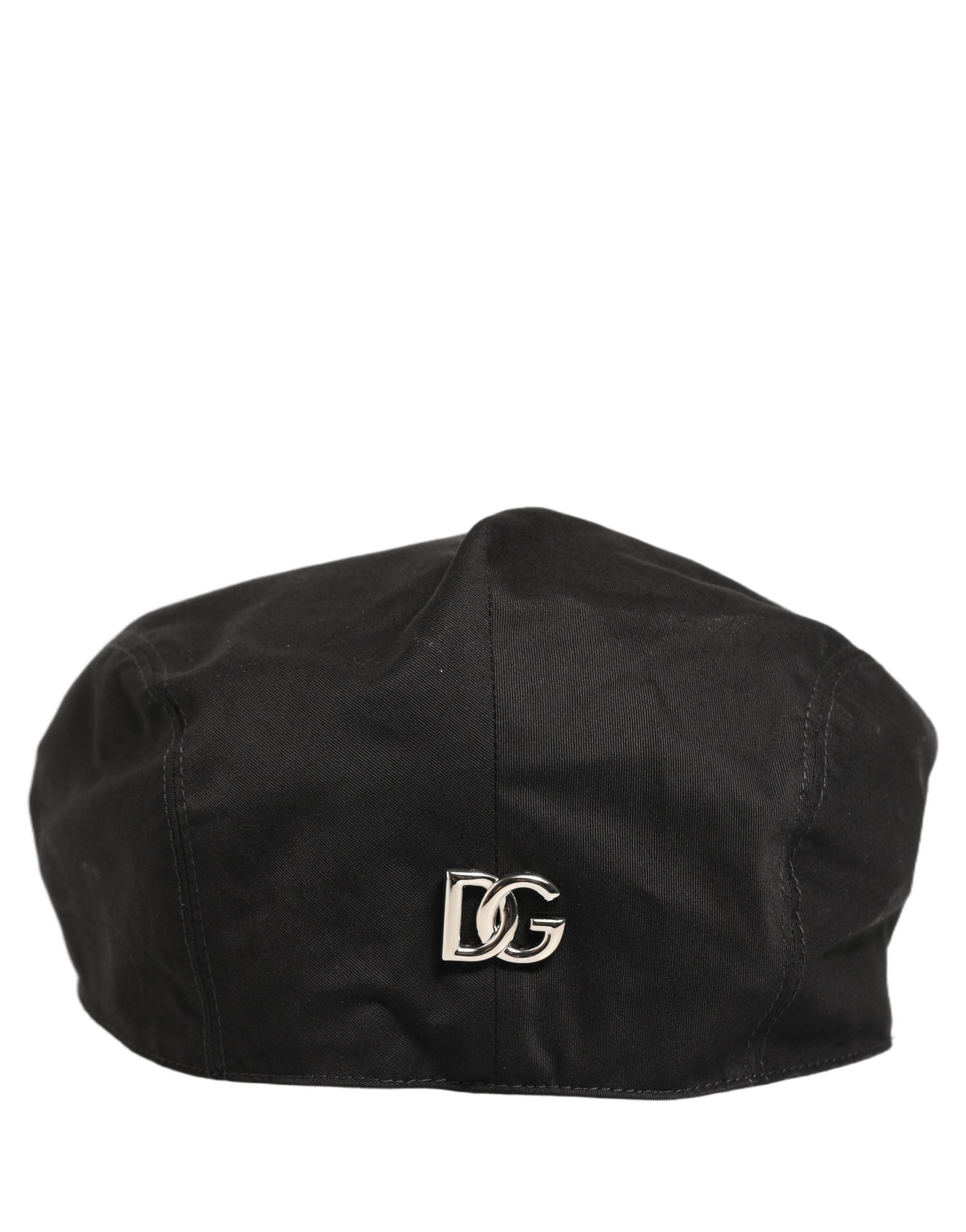 Dolce & Gabbana Herren Schwarze Baumwolle Stretch Newsboy Mütze Capello Hut