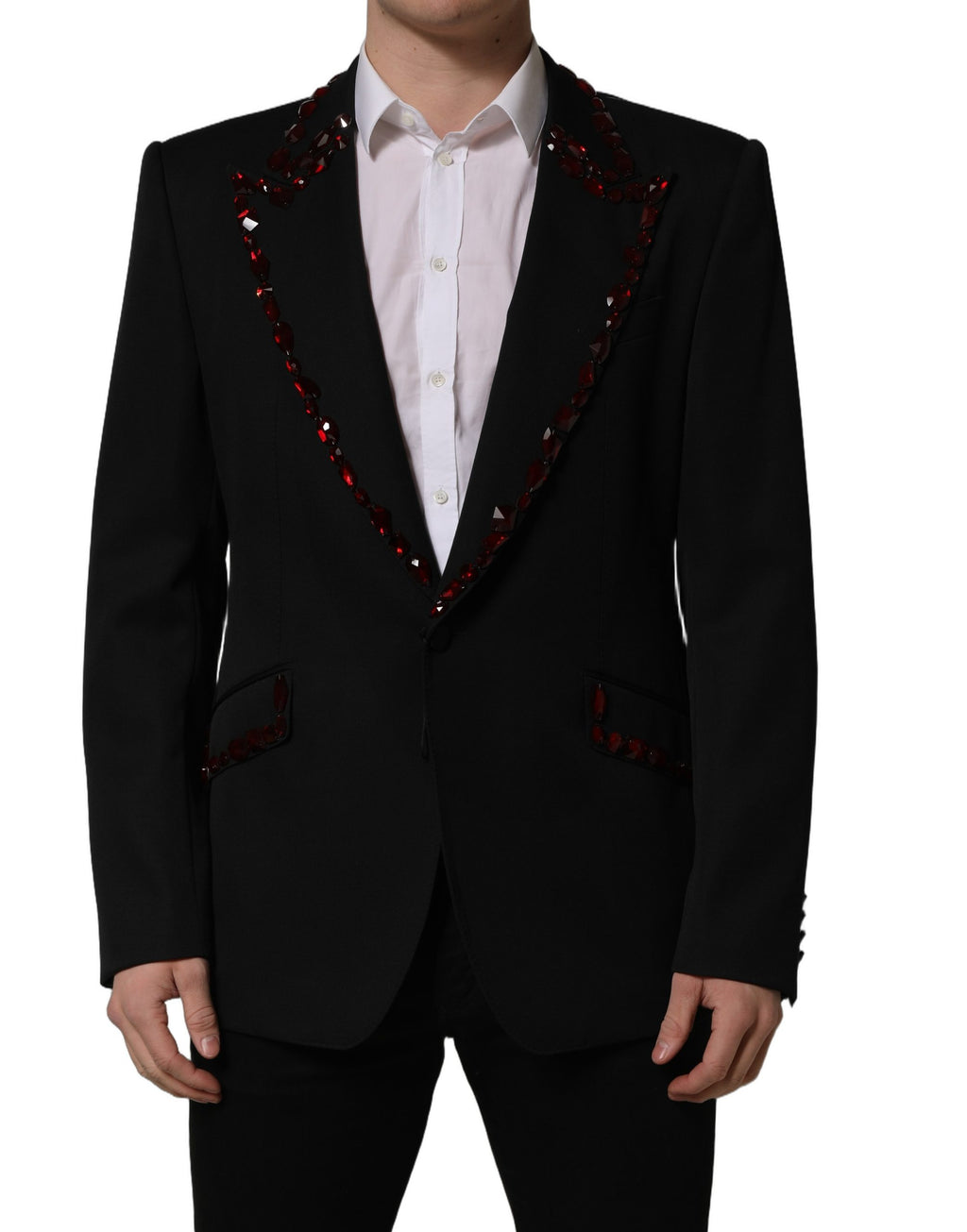 Dolce & Gabbana Schwarzer Blazer mit Kristallverzierungen