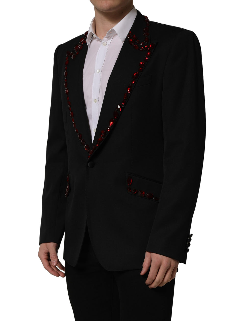 Dolce & Gabbana Schwarzer Blazer mit Kristallverzierungen