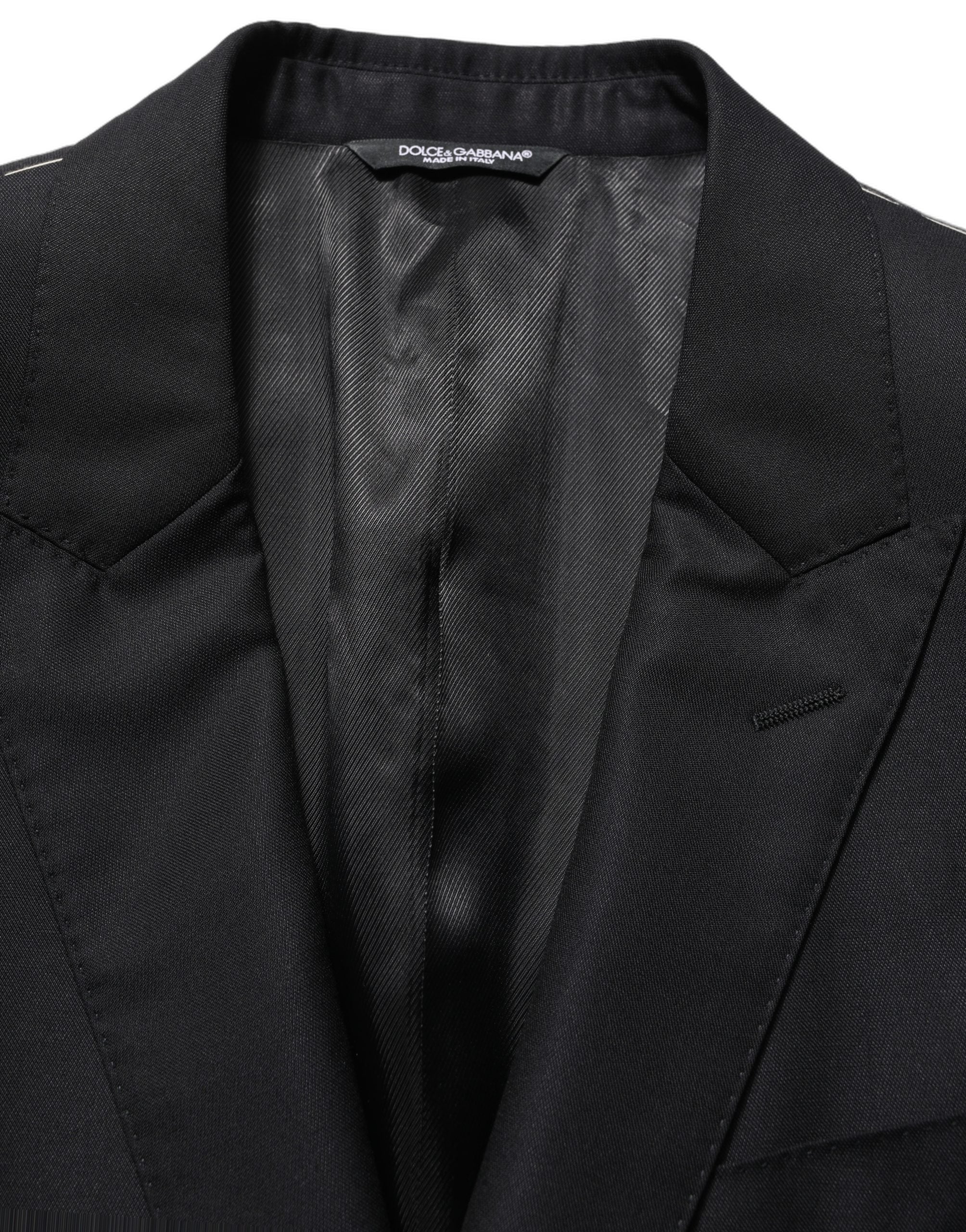 Dolce & Gabbana Schwarzer einreihiger Herren-Blazer aus Wolle