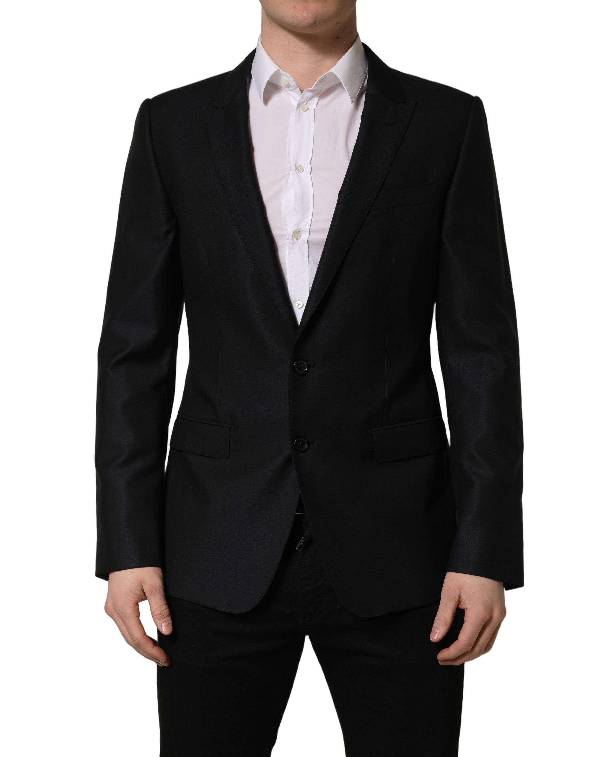 Dolce & Gabbana Schwarzer einreihiger Herren-Blazer aus Wolle