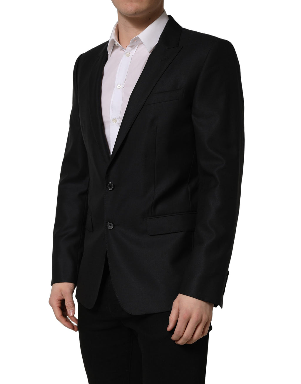Dolce & Gabbana Schwarzer einreihiger Herren-Blazer aus Wolle