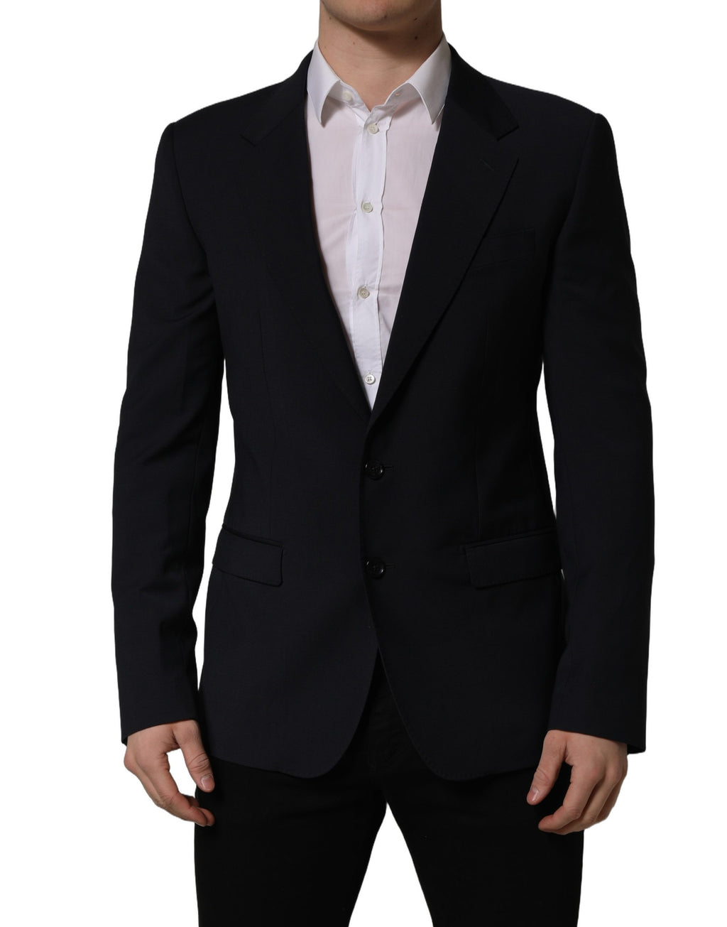 Dolce & Gabbana Schwarzer einreihiger Herren-Blazer aus Wolle