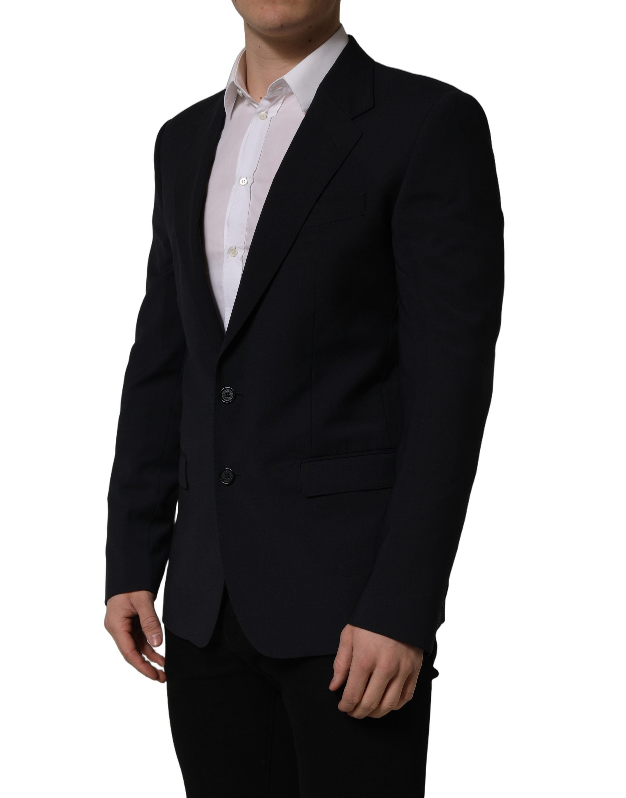Dolce & Gabbana Schwarzer einreihiger Herren-Blazer aus Wolle