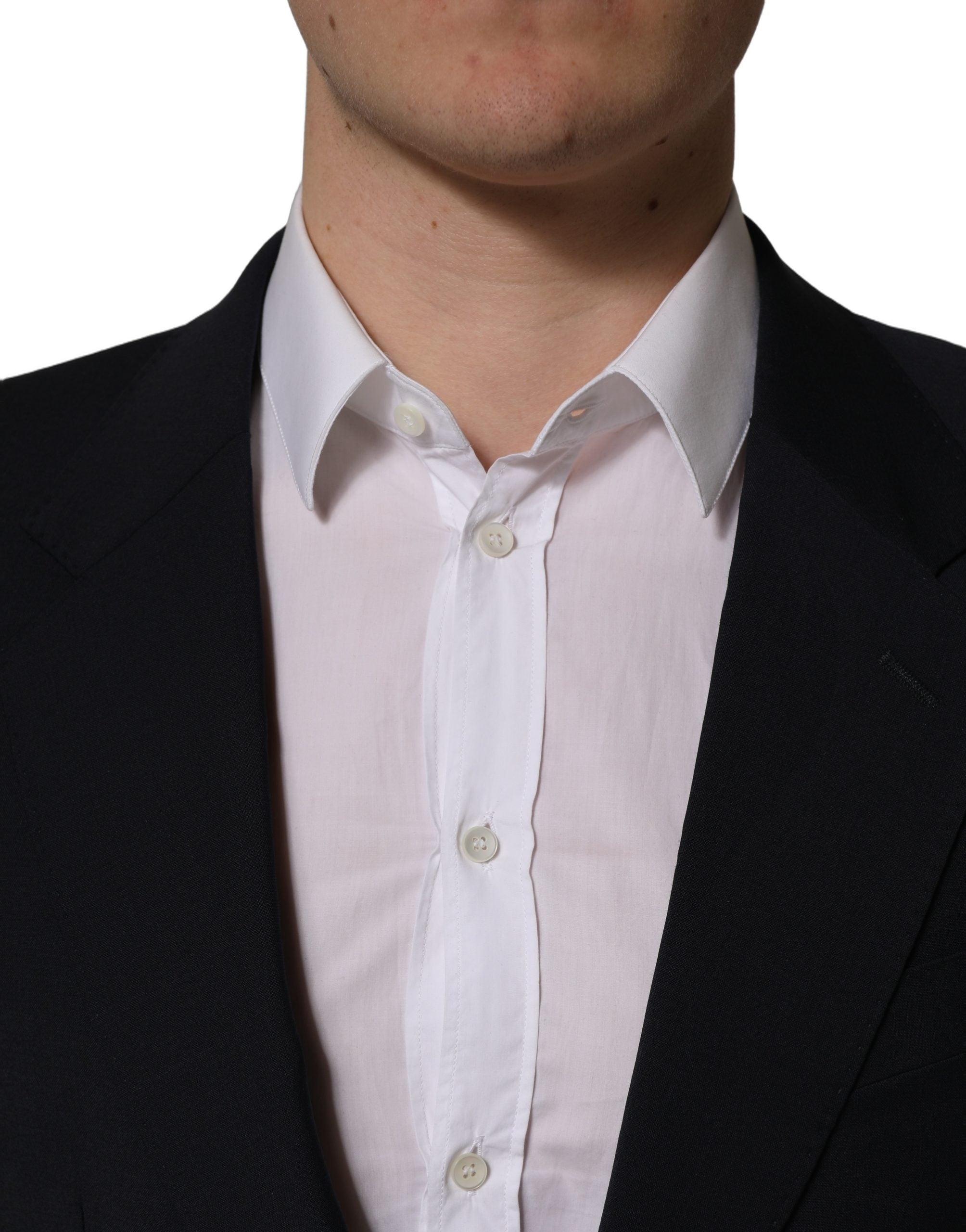 Dolce & Gabbana Schwarzer einreihiger Herren-Blazer aus Wolle