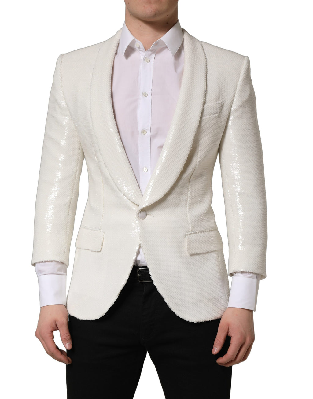 Dolce & Gabbana Weißer Blazer aus Viskose, einreihig