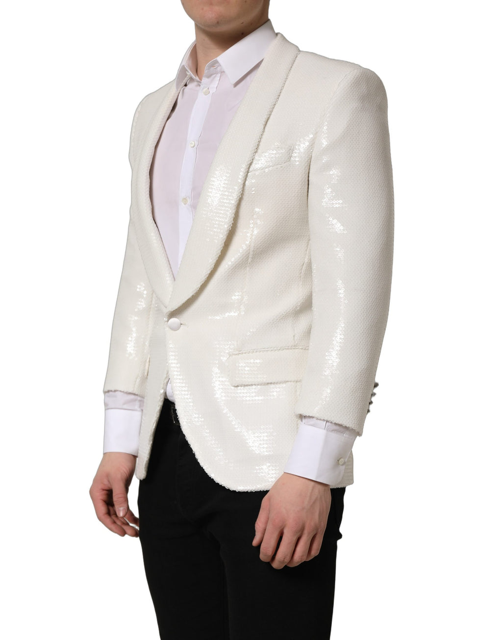 Dolce & Gabbana Weißer Blazer aus Viskose, einreihig