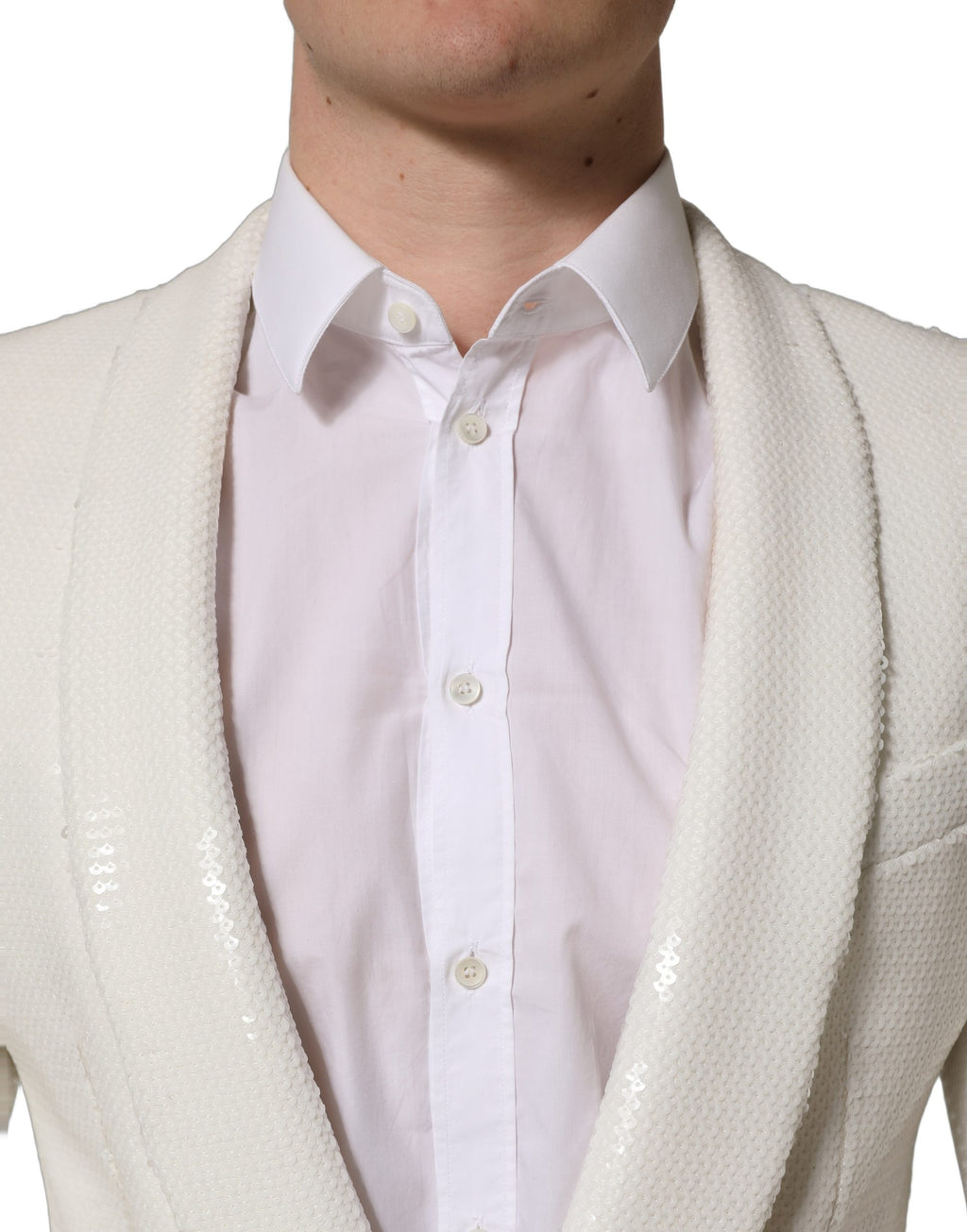 Dolce & Gabbana Weißer Blazer aus Viskose, einreihig