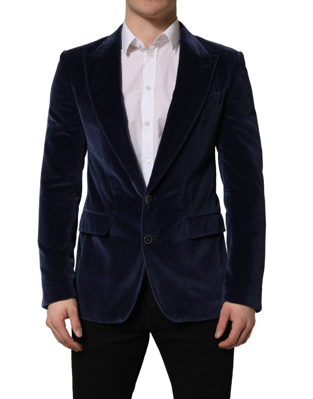 Dolce & Gabbana Blauer Samt-Sakko mit Einreiher