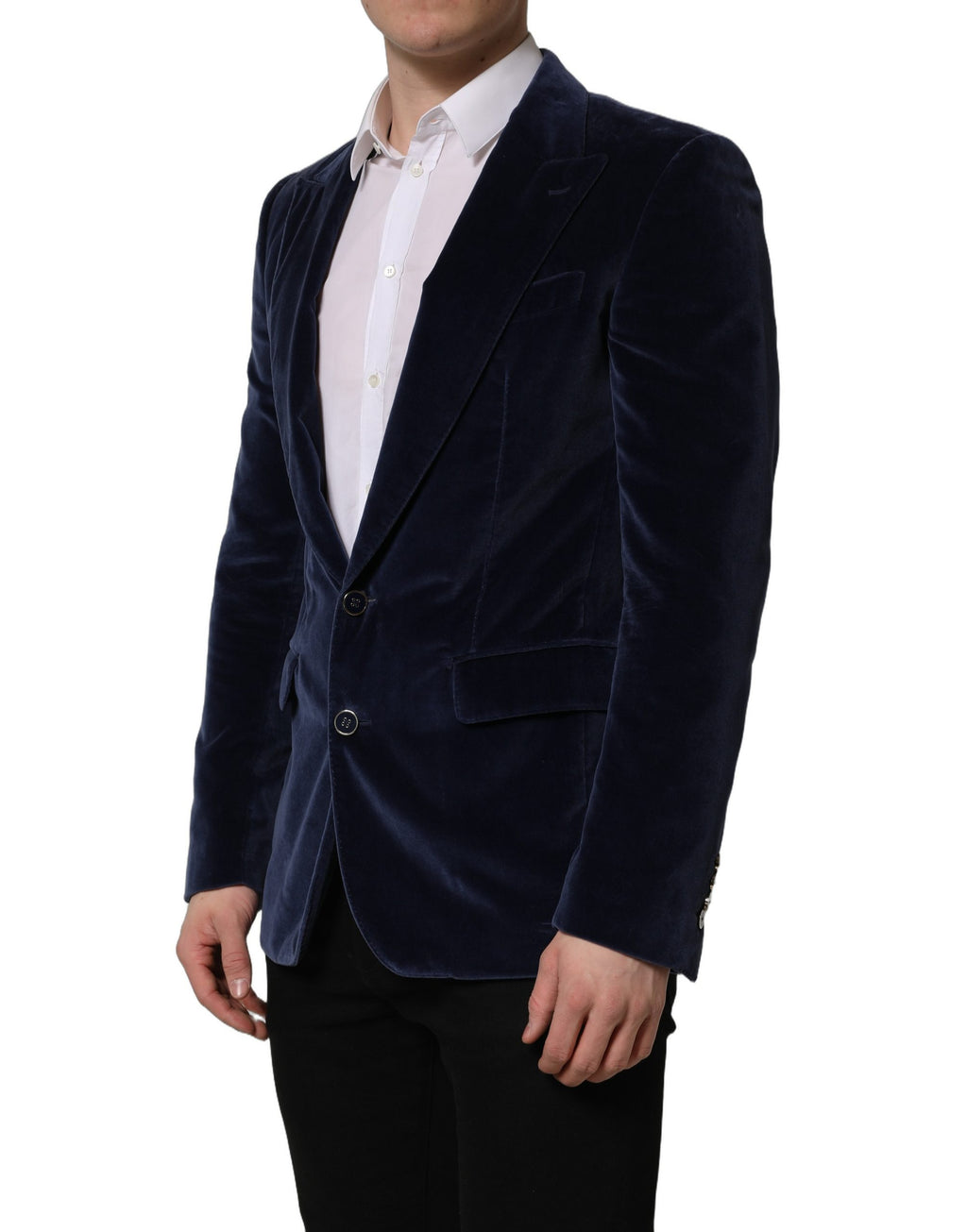 Dolce & Gabbana Blauer Samt-Sakko mit Einreiher