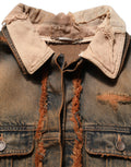 Dolce & Gabbana Mehrfarbige Herrenjacke aus Denim mit Rohschnitt-Paneelen