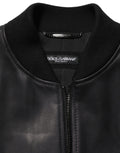 Dolce & Gabbana Herren-Bikerjacke aus schwarzem Leder mit durchgehendem Reißverschluss
