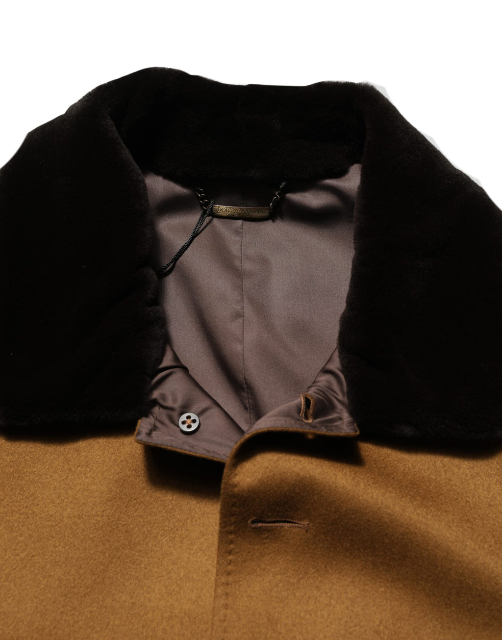 Dolce & Gabbana Brauner Kaschmir Nerzfell Herren-Manteljacke