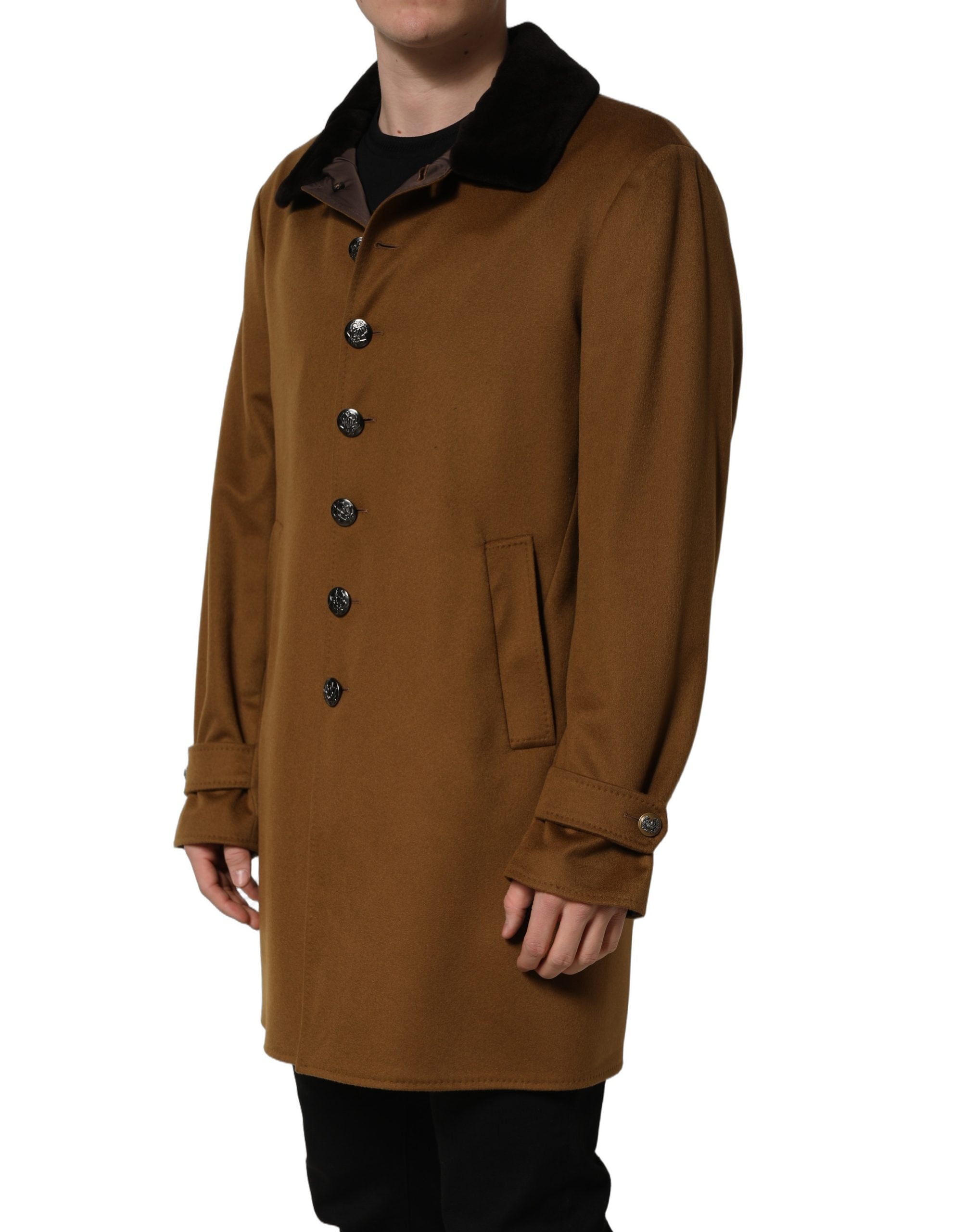 Dolce & Gabbana Brauner Kaschmir Nerzfell Herren-Manteljacke