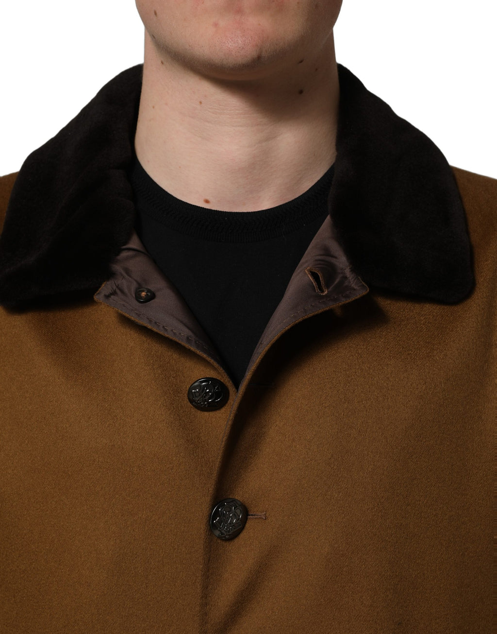 Dolce & Gabbana Brauner Kaschmir Nerzfell Herren-Manteljacke