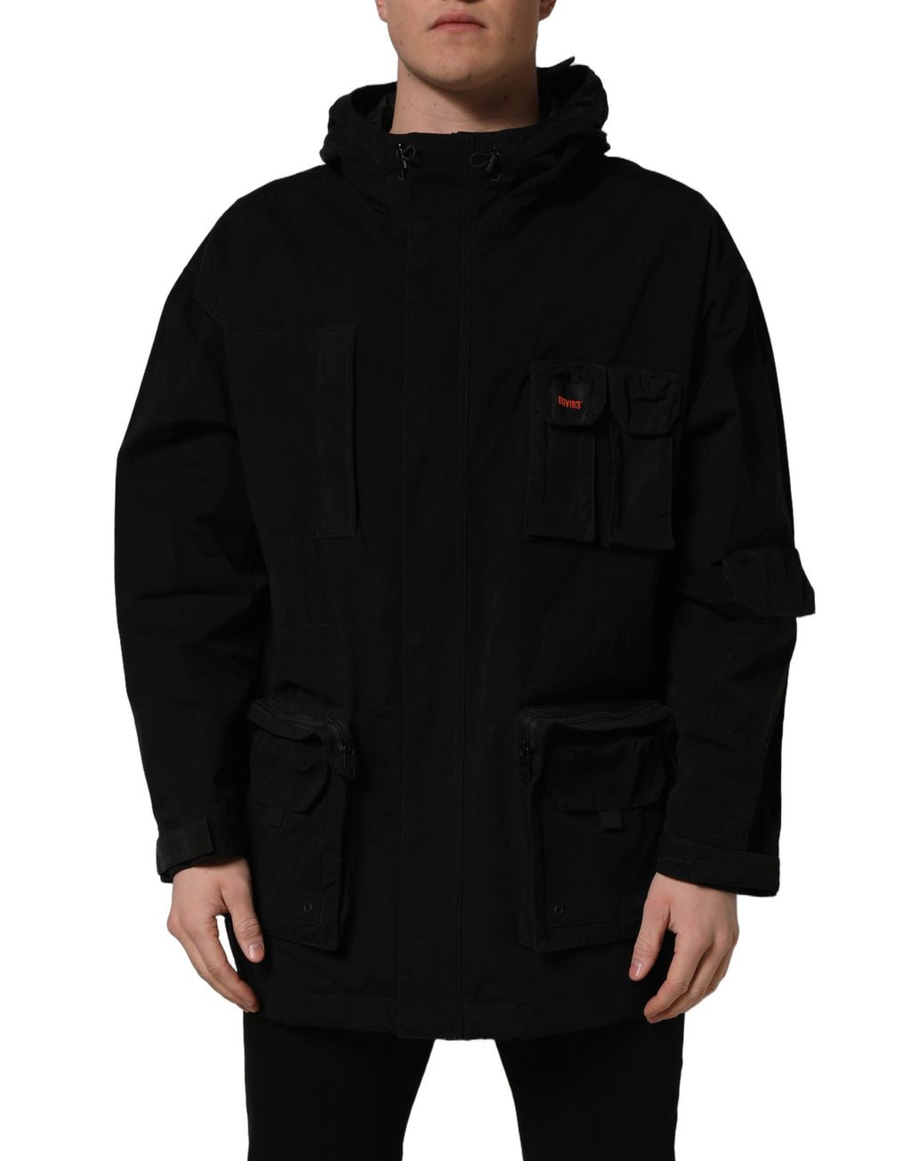 Dolce & Gabbana Schwarze Kapuzen-Windbreaker-Jacke aus Nylon für Herren