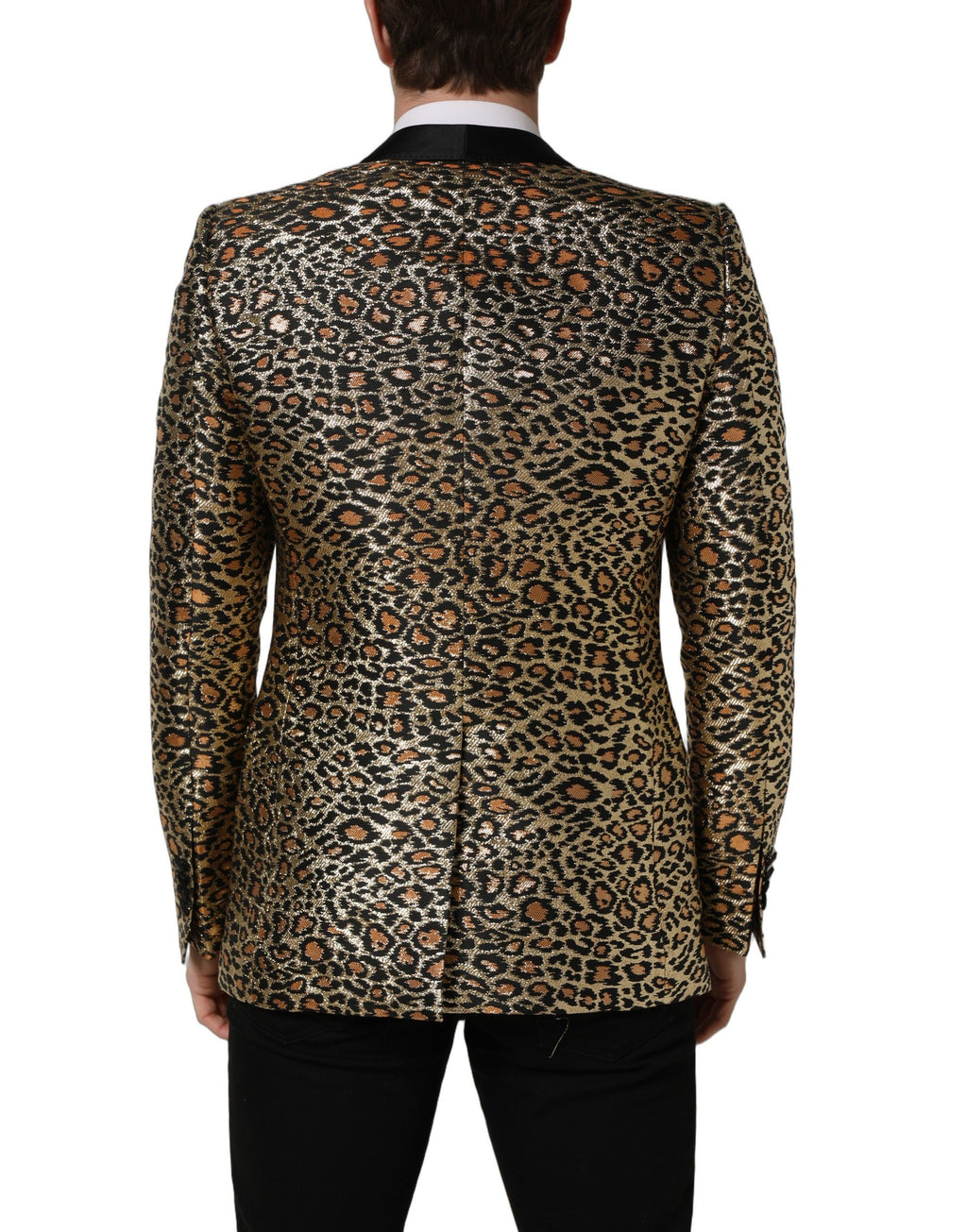 Dolce & Gabbana Gold Leopard Einreiher Herrenmantel Jacke