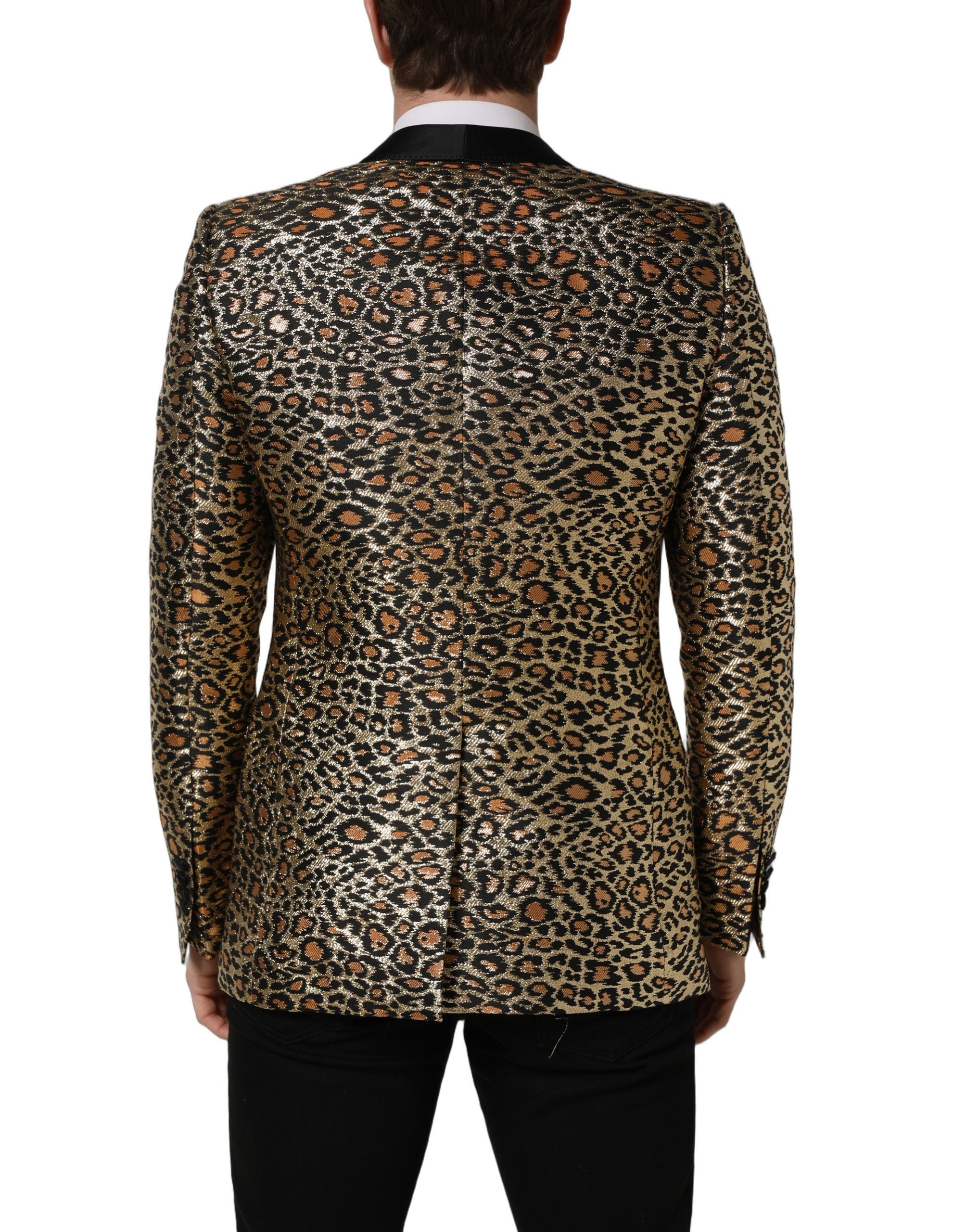 Dolce & Gabbana Gold Leopard Einreiher Herrenmantel Jacke