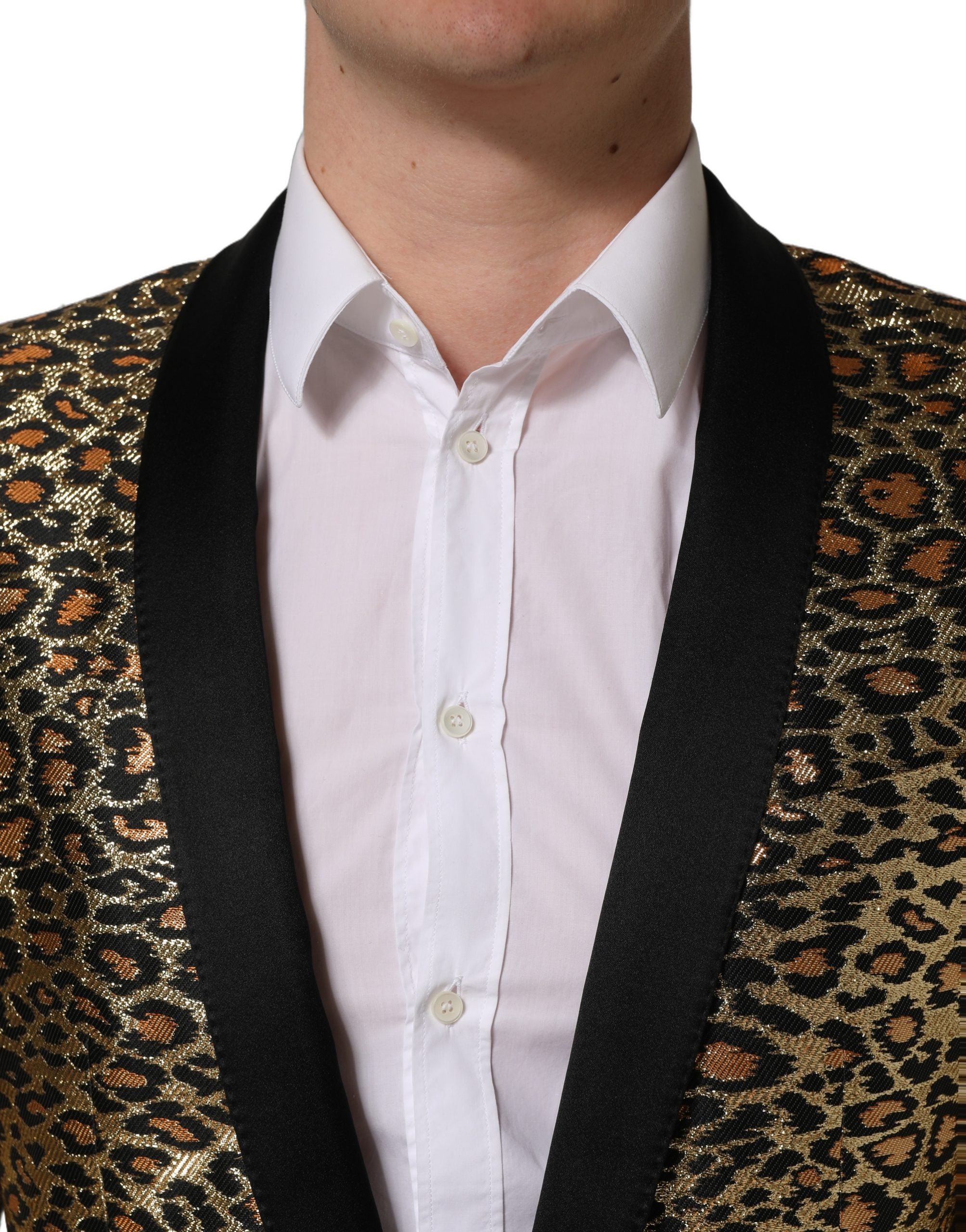 Dolce & Gabbana Gold Leopard Einreiher Herrenmantel Jacke