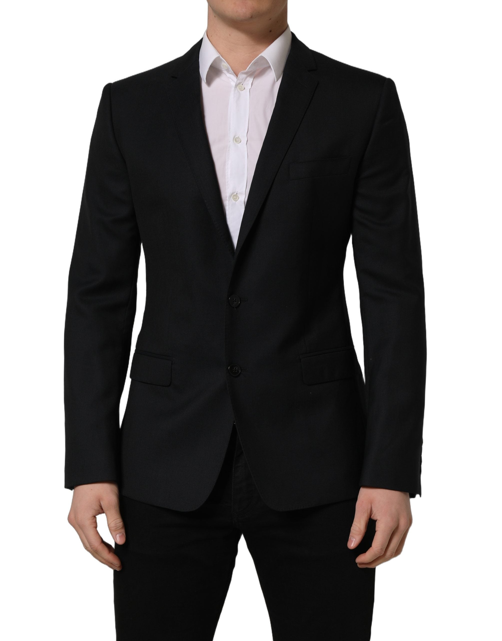 Dolce & Gabbana Schwarzer Woll-Sakko mit Einreiher
