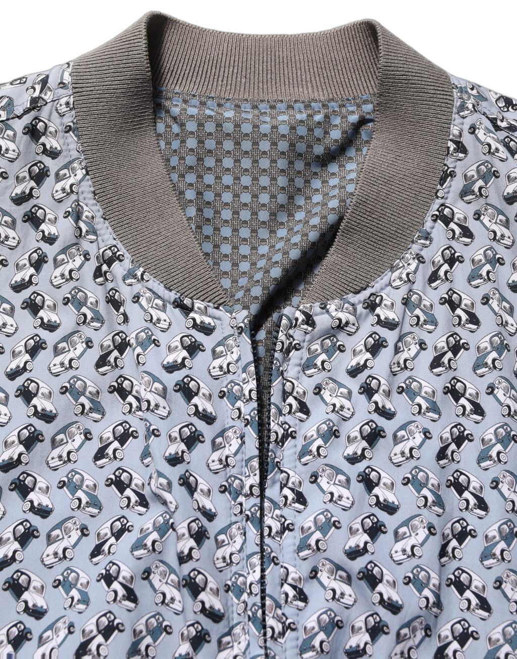 Dolce & Gabbana Hellblaue Bomberjacke aus Baumwolle mit Auto-Print