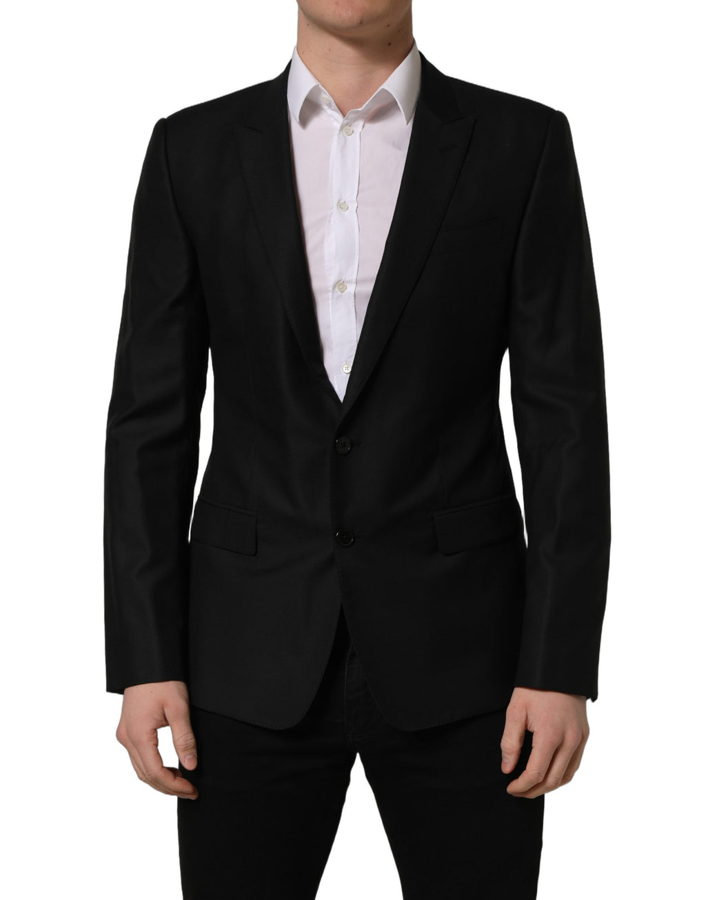Dolce & Gabbana Schwarzer Woll-Sakko mit Einreiher