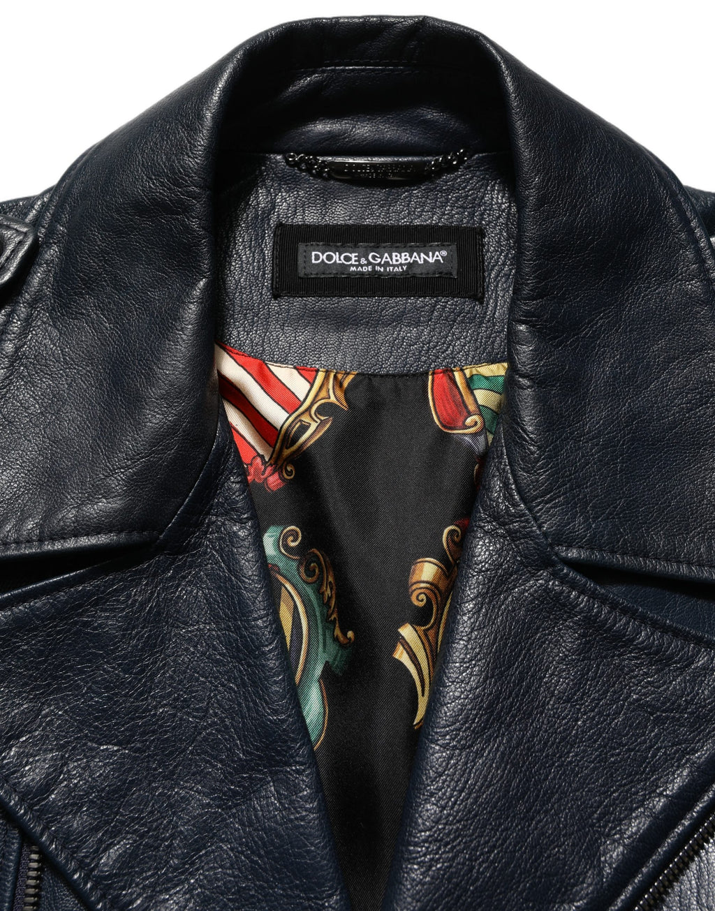 Dolce & Gabbana Schwarze Leder Bikerjacke aus Ziegenleder für Herren