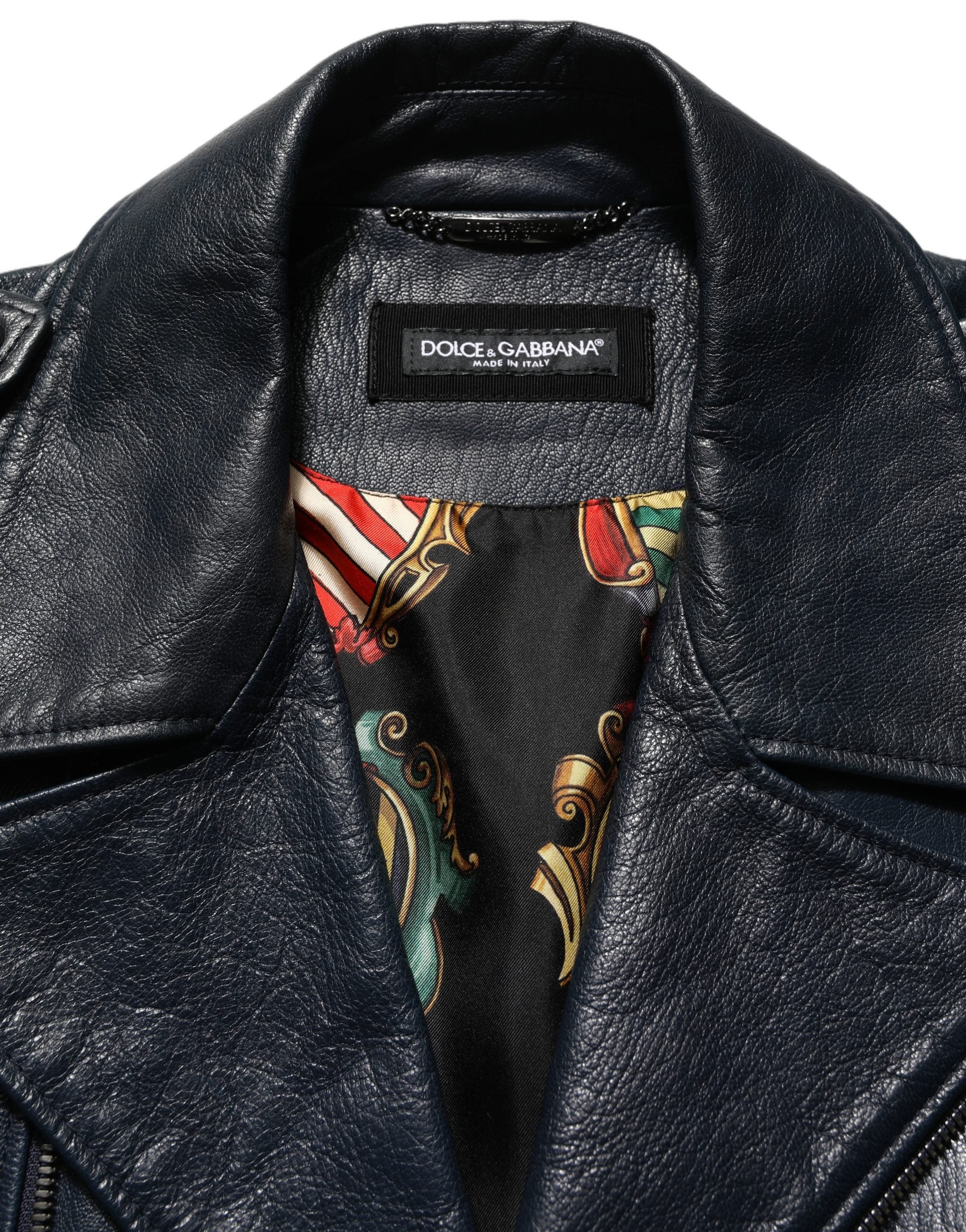 Dolce & Gabbana Schwarze Leder Bikerjacke aus Ziegenleder für Herren