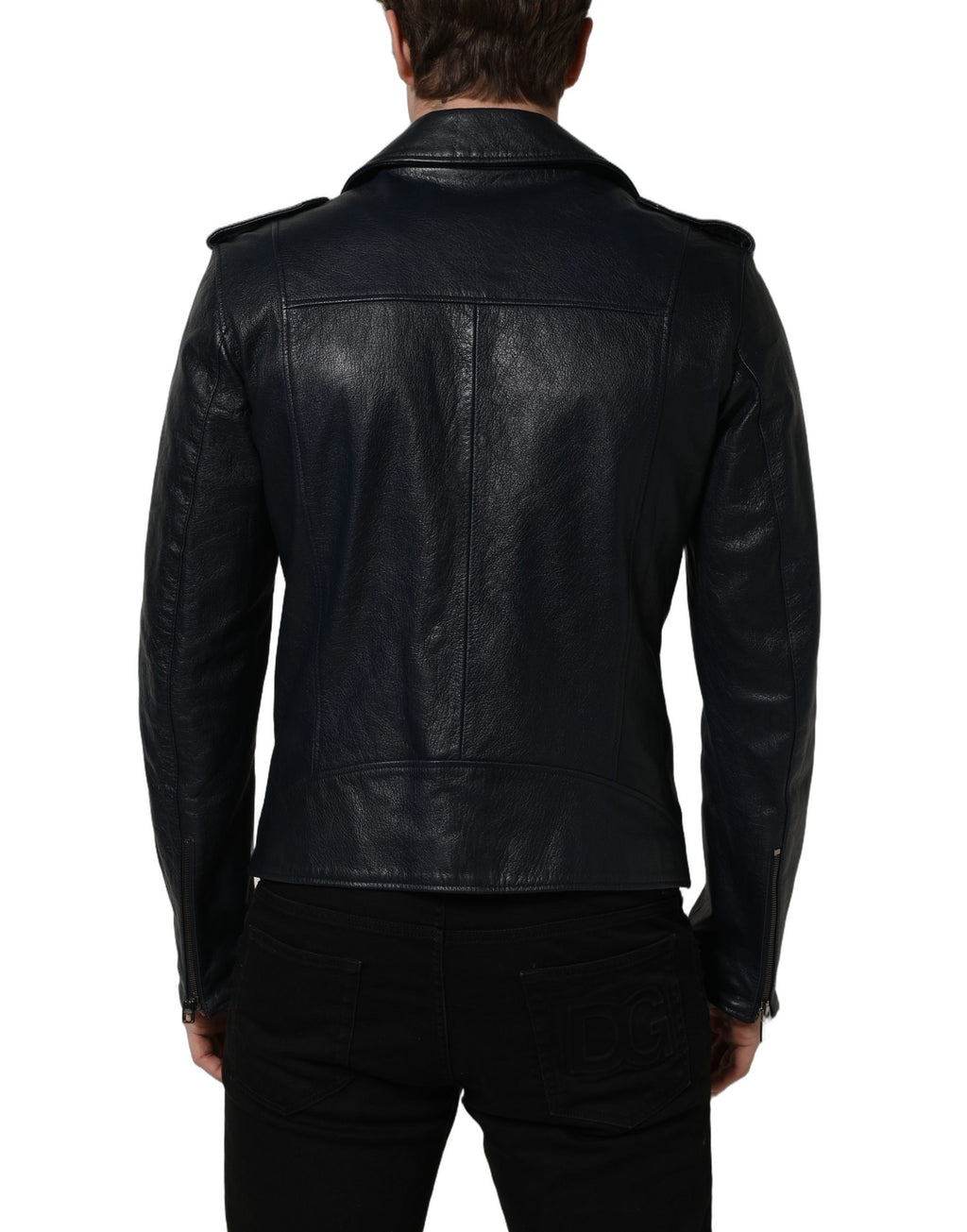 Dolce & Gabbana Schwarze Leder Bikerjacke aus Ziegenleder für Herren