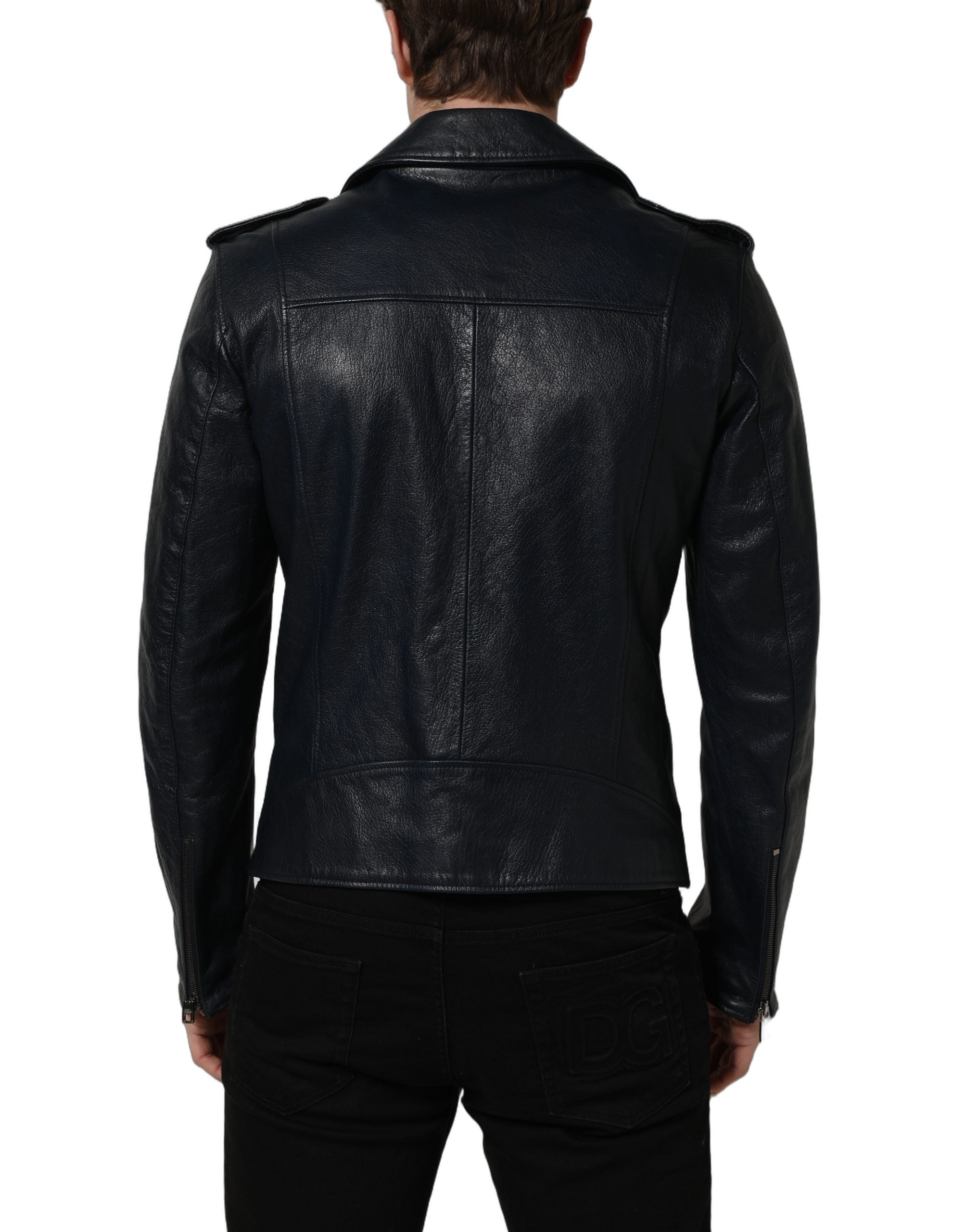 Dolce & Gabbana Schwarze Leder Bikerjacke aus Ziegenleder für Herren