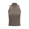 Brunello Cucinelli Brauner Kaschmir-Strickpullover ohne Ärmel