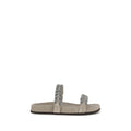 Brunello Cucinelli Graue Bos Taurus Kalbsleder-Sandalen