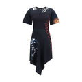 Marine Serre Schwarzes Baumwoll-Freizeitkleid