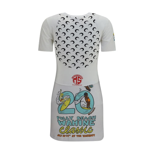 Marine Serre Weißes Baumwoll-Freizeitkleid