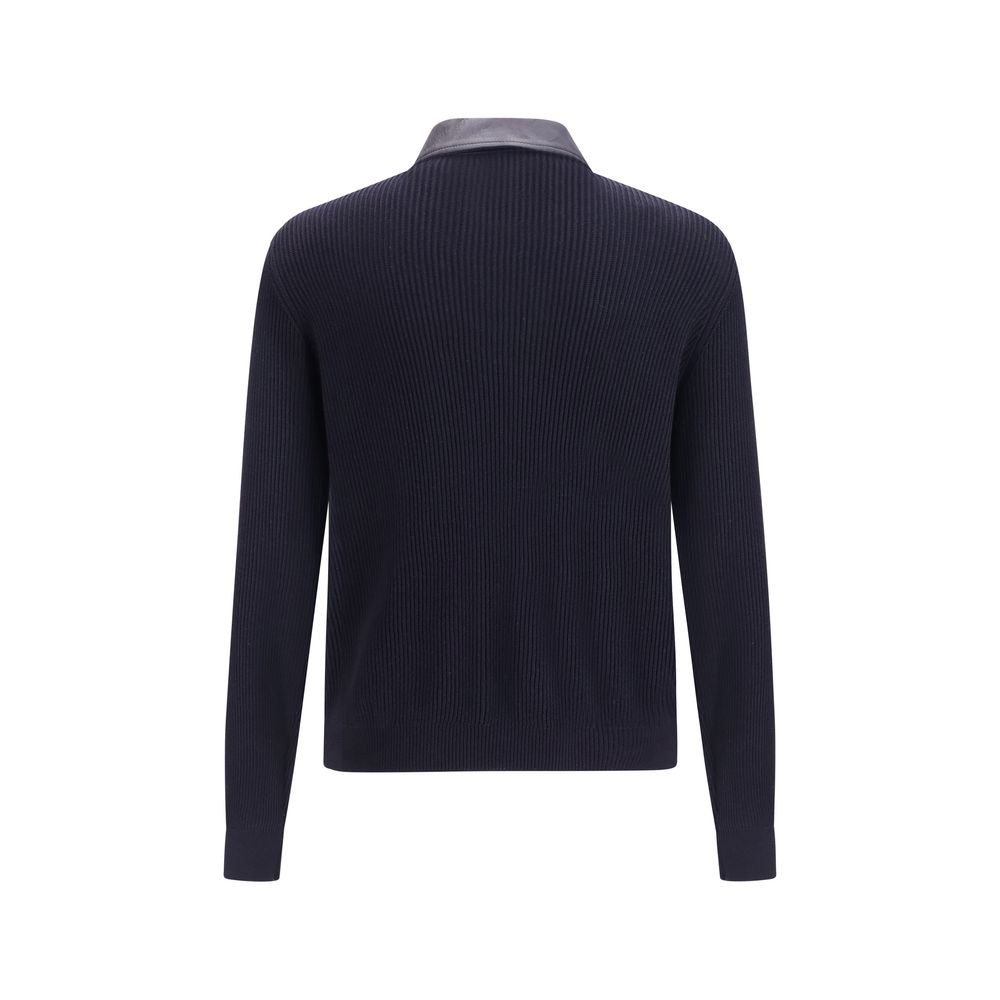 Brunello Cucinelli Blaue Kalbslederjacke Bos Taurus
